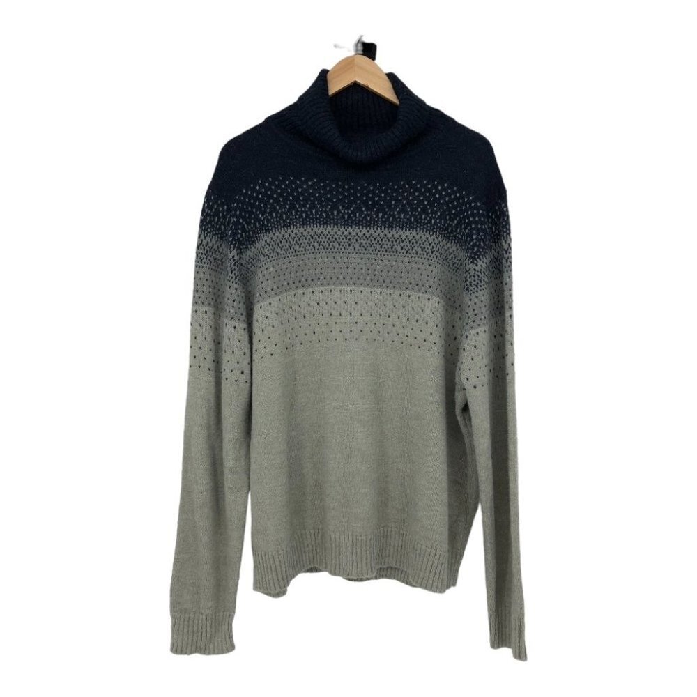 NWT Daniel Hechter Men’s Navy blue and Grey Gradient Knit Turtleneck Sweater XXL